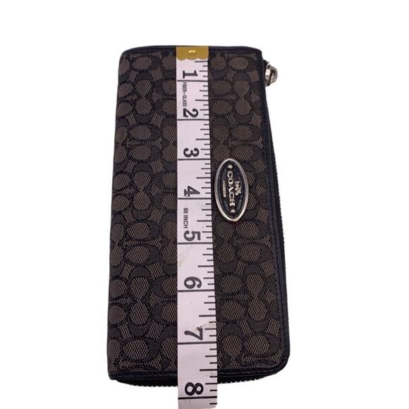 COACH Black Gray Canvas SLIM ZIP WALLET IN SIGNATURE - Picture 9 of 9